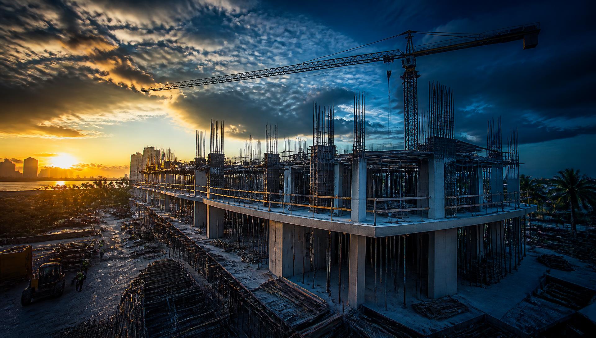 Commercial concrete shell construction site in South Florida